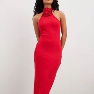 Na-kd Maxi Dress Rose Neck Embellishment